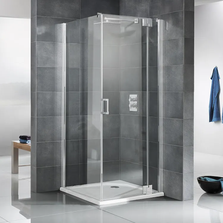 HSK Drehtür an Nebenteil für Seitenwand „K2P“ Glas Klar hell, Profile Chromoptik (Alu Hochglanz poliert), Scharniere pendelbar, H: 2000 mm