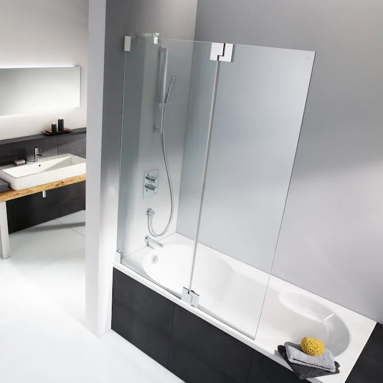 HSK Badewannenaufsatz pendelbar 2-teilig an Festteil „K2“ Glas Klar hell