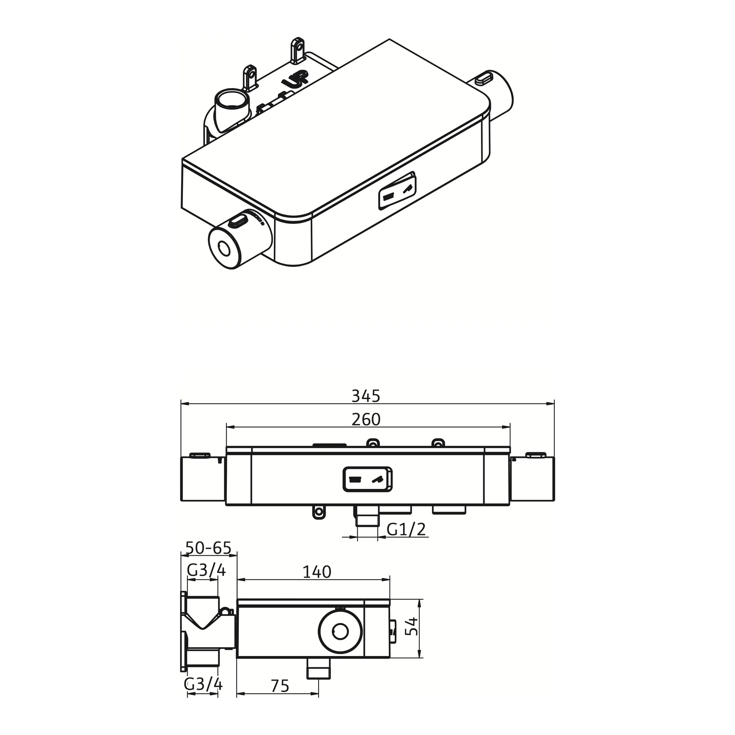 HSK Unterputz-Thermostat „AquaSwitch Softcube“ mit 2 Abgängen in weiß / chrom
