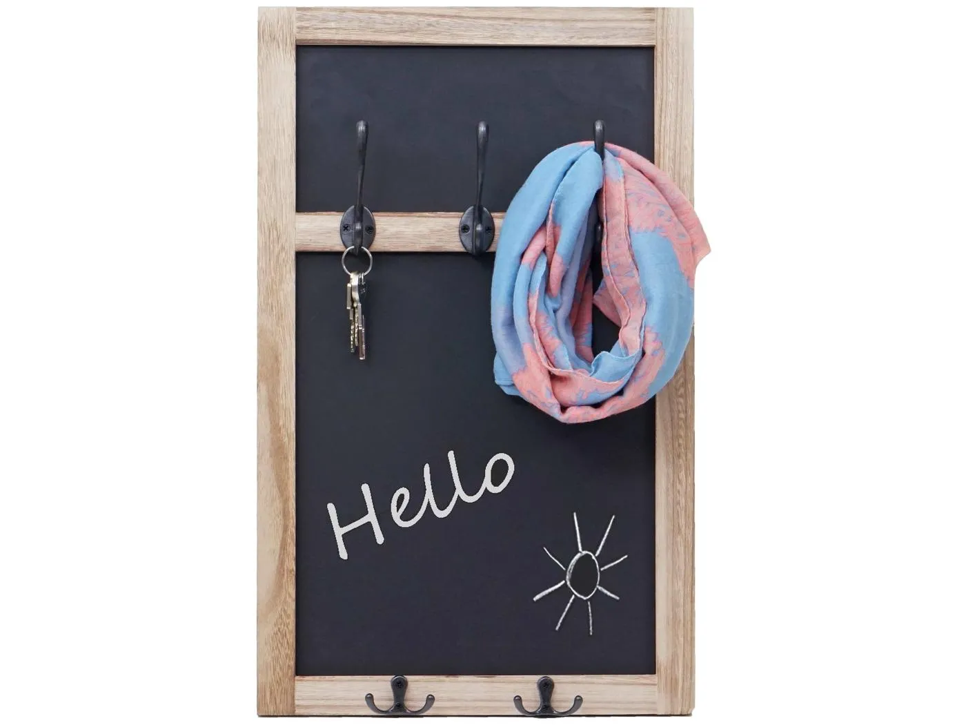 Wandgarderobe MCW-C51 mit Kreidetafel, Naturbraun