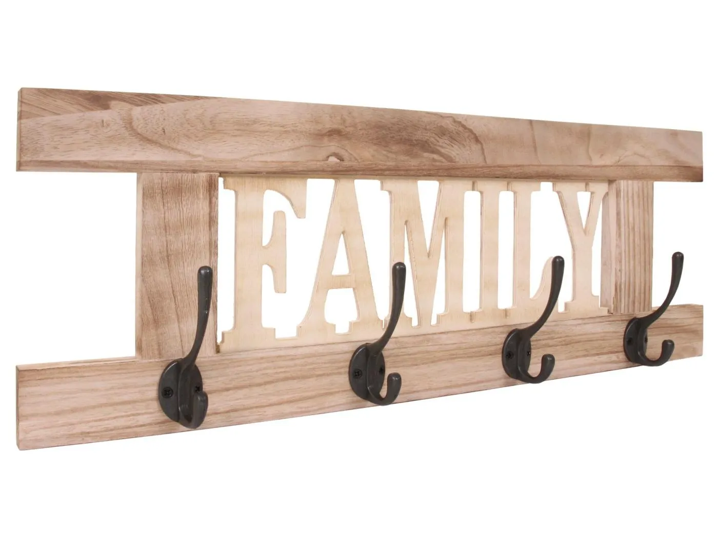 Wandgarderobe MCW-C60 Family Shabby-Look, Naturbraun