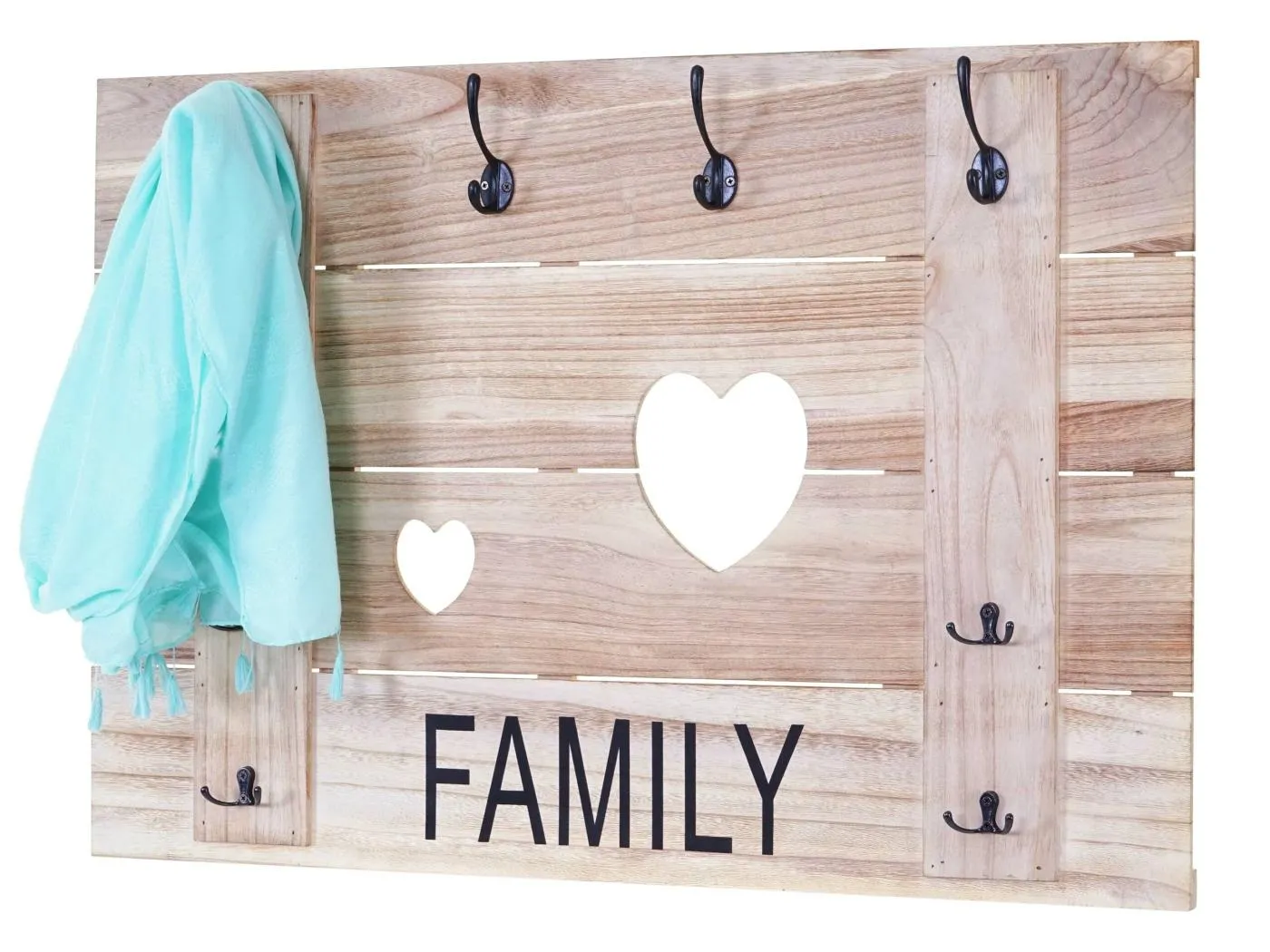 Wandgarderobe MCW-C89 Family Shabby-Look, Naturbraun