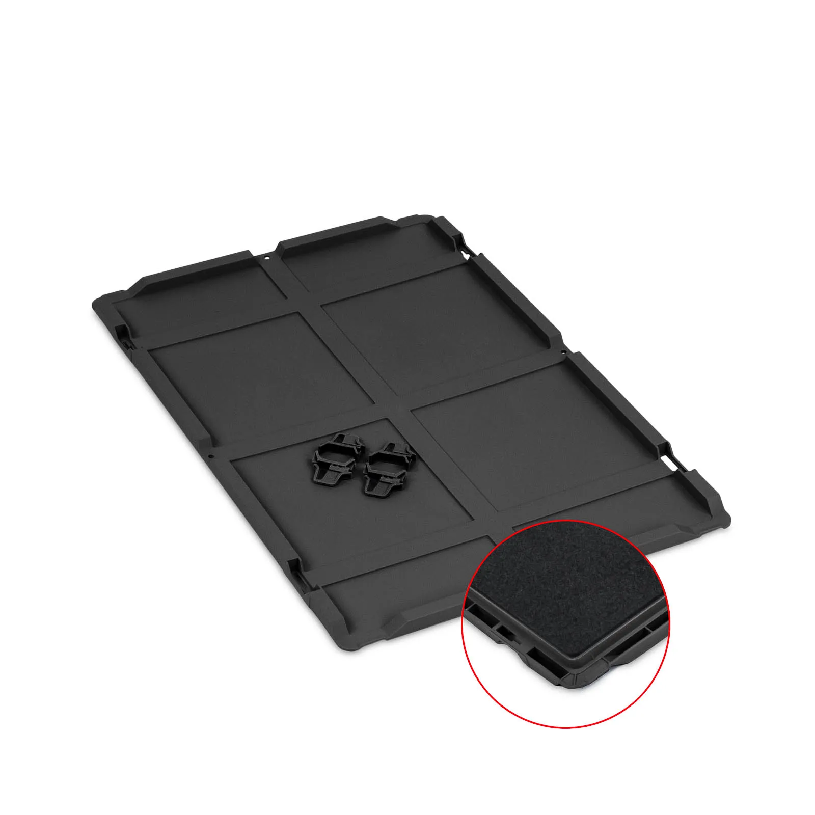 Auflagedeckel Set Eurobox NextGen mit Schaumstoff und 4 schwarze Schiebeschnappverschlüsse | BxT 40x60cm | Schwarz | Eurobehälter, Transportbox, Transportbehälter, Stapelbehälter