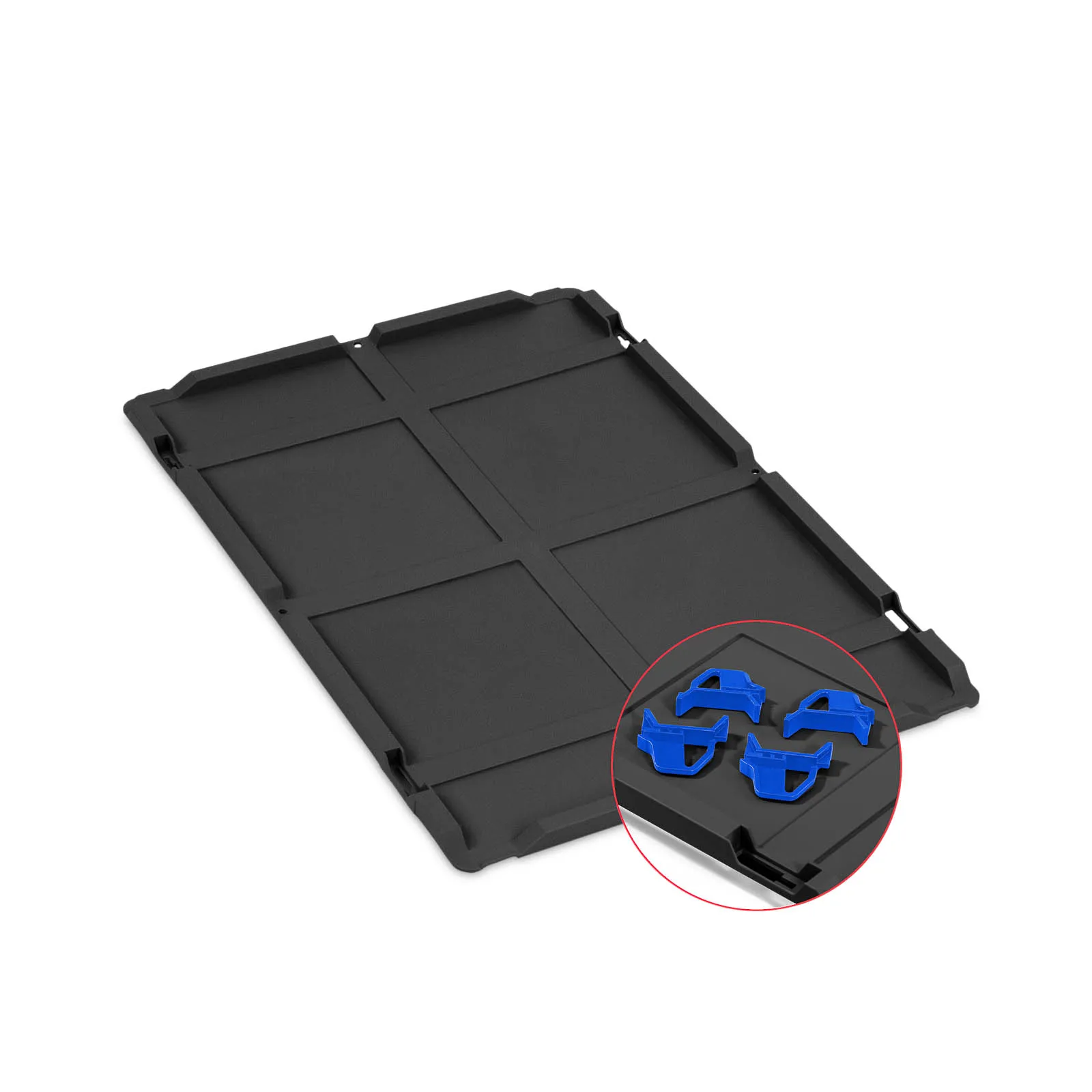 Auflagedeckel Set Eurobox NextGen mit 4 blauen Schiebeschnappverschlüssen | BxT 40x60cm | Schwarz | Eurobehälter, Transportbox, Transportbehälter, Stapelbehälter