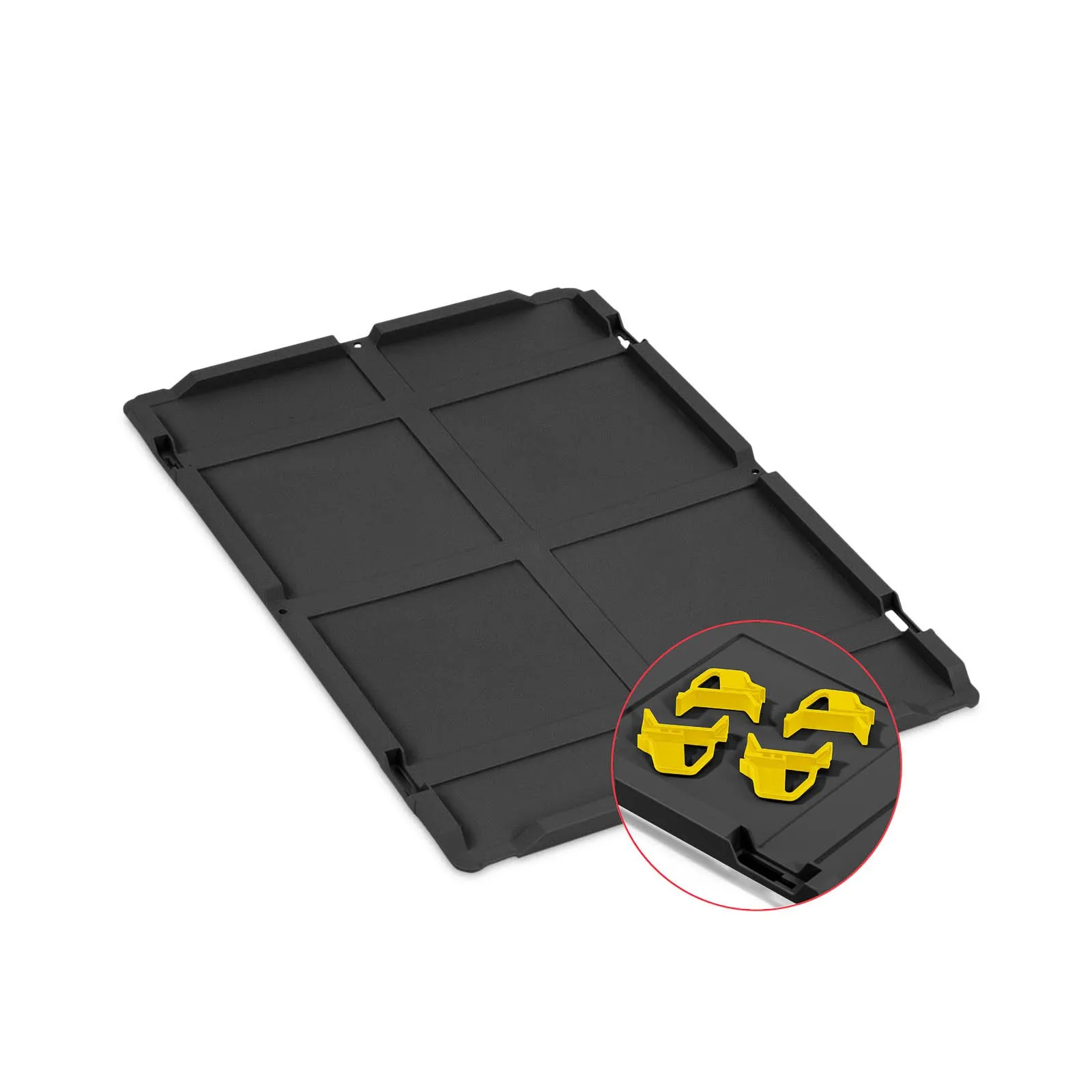 Auflagedeckel Set Eurobox NextGen mit 4 gelben Schiebeschnappverschlüssen | BxT 40x60cm | Schwarz | Eurobehälter, Transportbox, Transportbehälter, Stapelbehälter