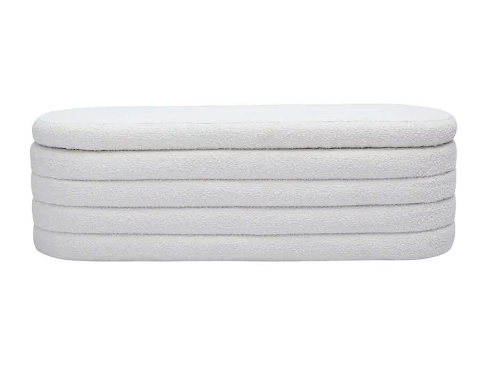 Bank mit Stofftruhe in weißem Schlingenwolleffekt L 125 cm NAVY