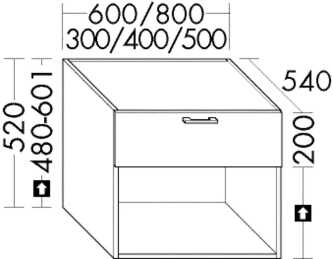 burgbad Waschtischunterschrank „Sys30“ 840 × 560 × 580 mm in Weiß Hochglanz