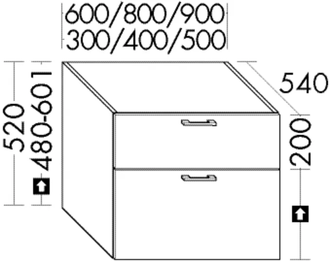 burgbad Waschtischunterschrank „Sys30“ 540 × 560 × 580 mm in Weiß Matt