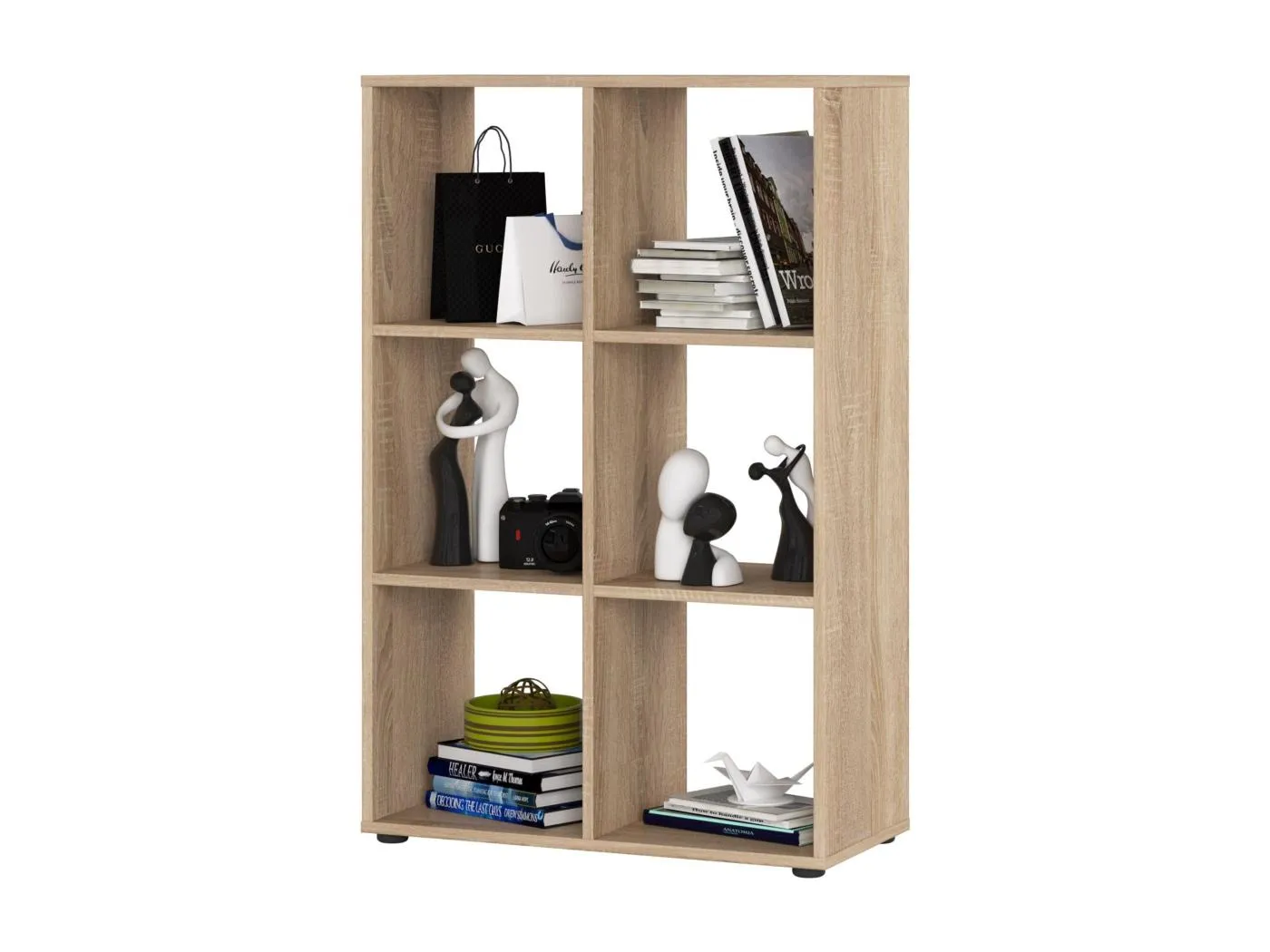 Bücherregal AKORD QUAD Bücherschrank Sonoma-Eiche 70,5 cm 6 Ebenen B70,5 x H109 x T33 cm