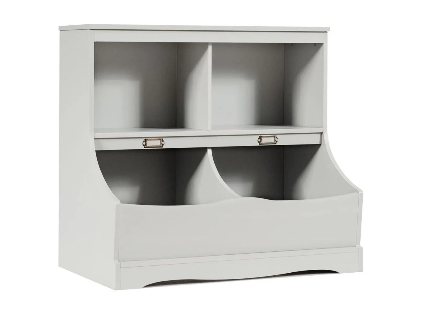 Kinderregal mit 4 Fächern Spielzeugregal Bücherregal für Kinder 67 x 40 x 62 cm Grau