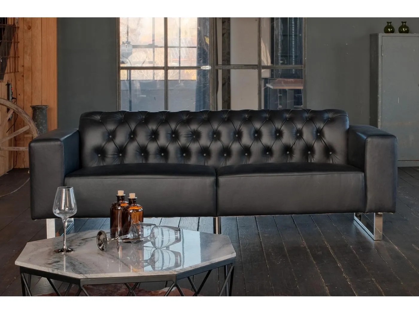 Ledersofa - Schwarz Leder - NILO