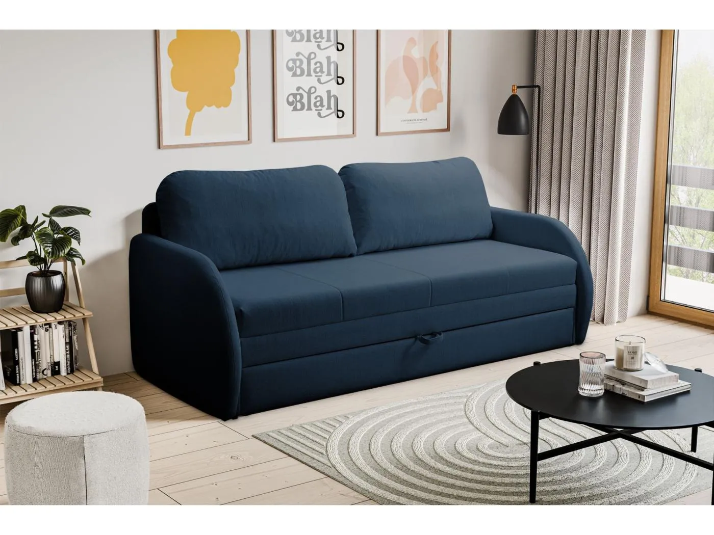 3-Sitzer-Sofa - Schlaffunktion und Bettkasten - dunkelblau - DIEGO