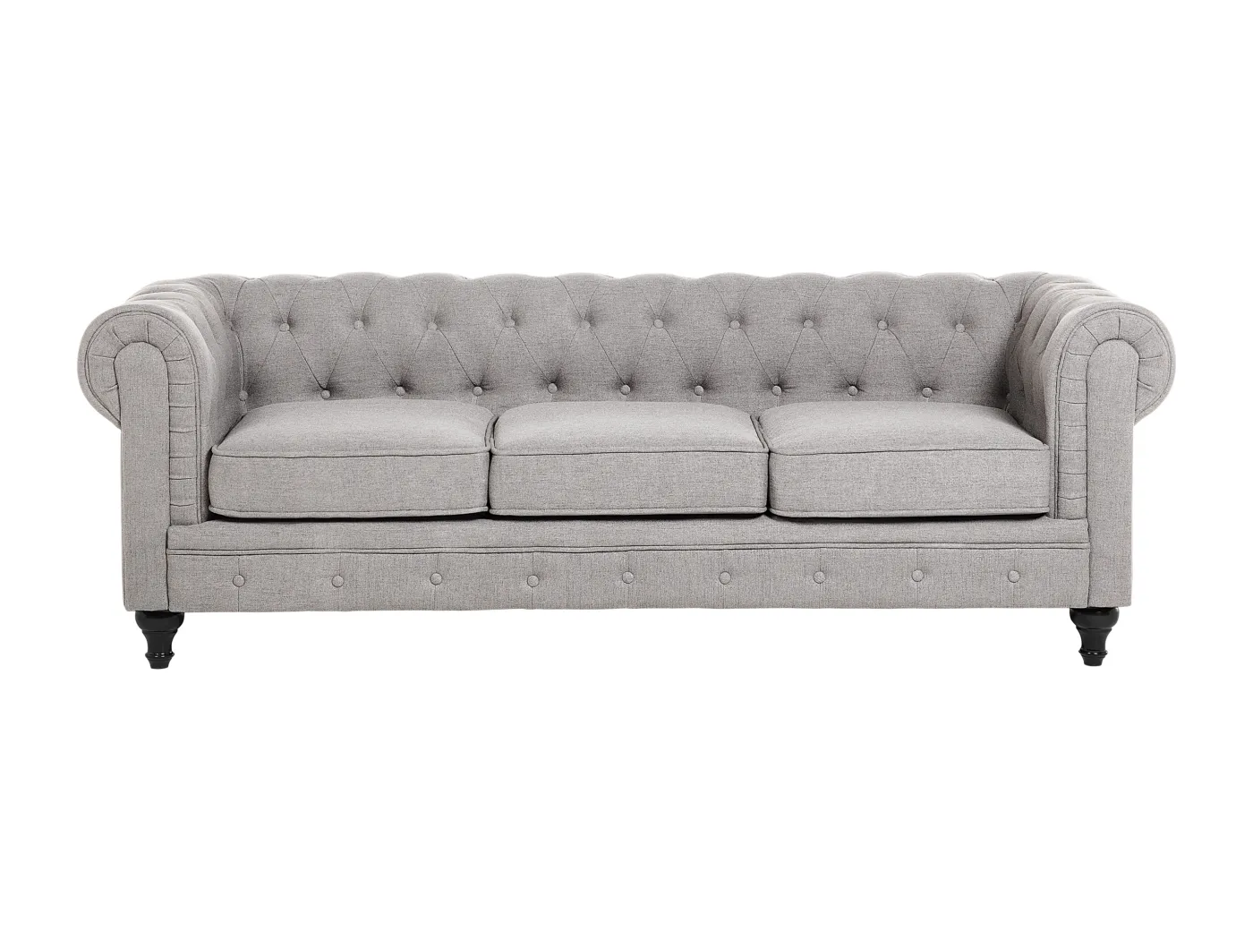 Klassisches Polstersofa 3er-Sitzer Hellgrau Chesterfield
