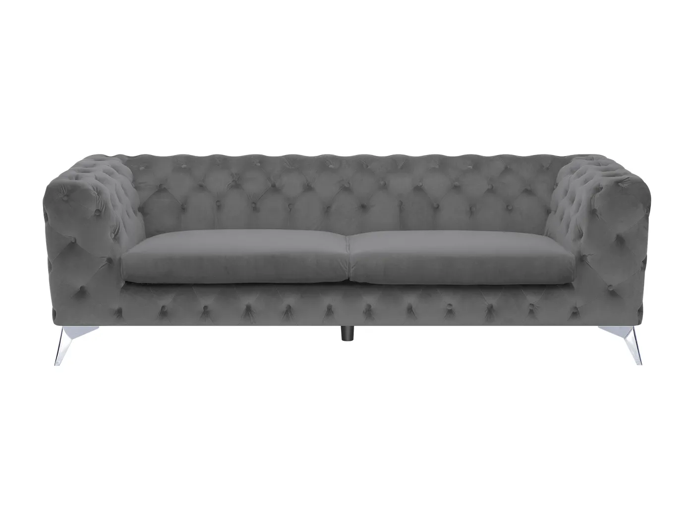 Klassisches Polstersofa Samtstoff Chesterfield Style grau Sotra