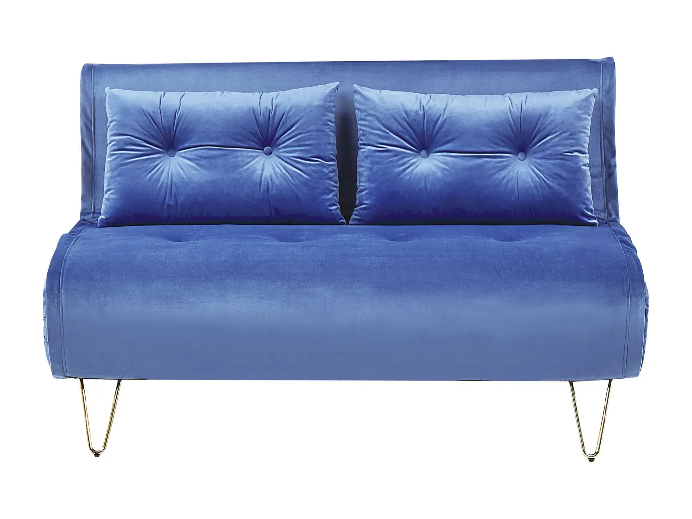 2-Sitzer Sofa marineblau Samtstoff mit Schlaffunktion und Zierkissen Vestfold
