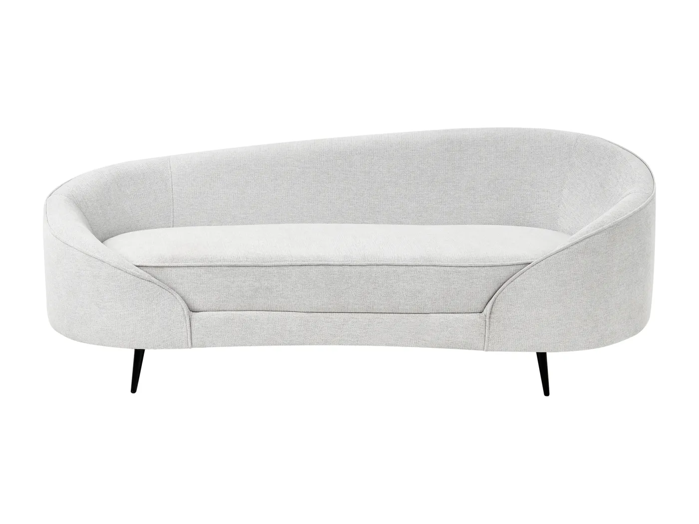 3er Sofa Stoff creme weiß gebogen oval mit schwarzen Metallbeinen Retro Savar