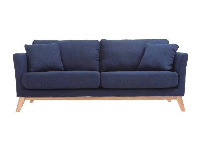 Sofa skandinavisch 3 Plätze Dunkelblau Holzbeine OSLO