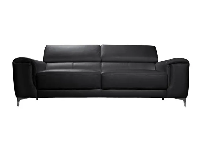 Design-Ledersofa 3 Plätze mit Kopfstück zur Entspannung Schwarz NEVADA - Büffelleder