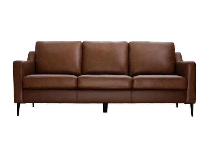 Braunes 3-sitziges Designer-Ledersofa OXMO - Büffelleder