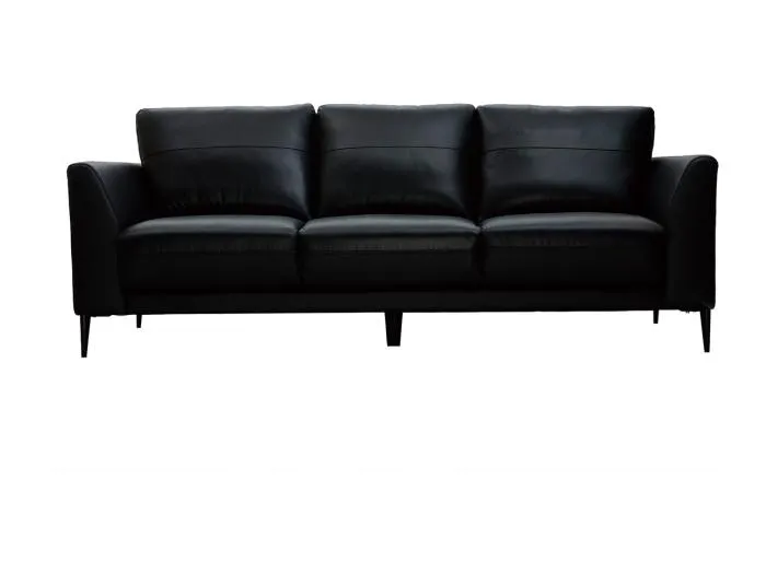 3-Sitzer schwarzes Ledersofa JOPLIN - Büffelleder
