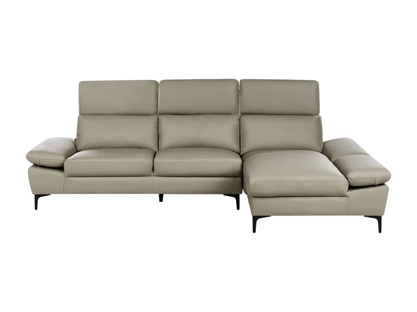 Ecksofa FARILA Echtleder Taupe verstellbar 4-Sitzer linksseitig