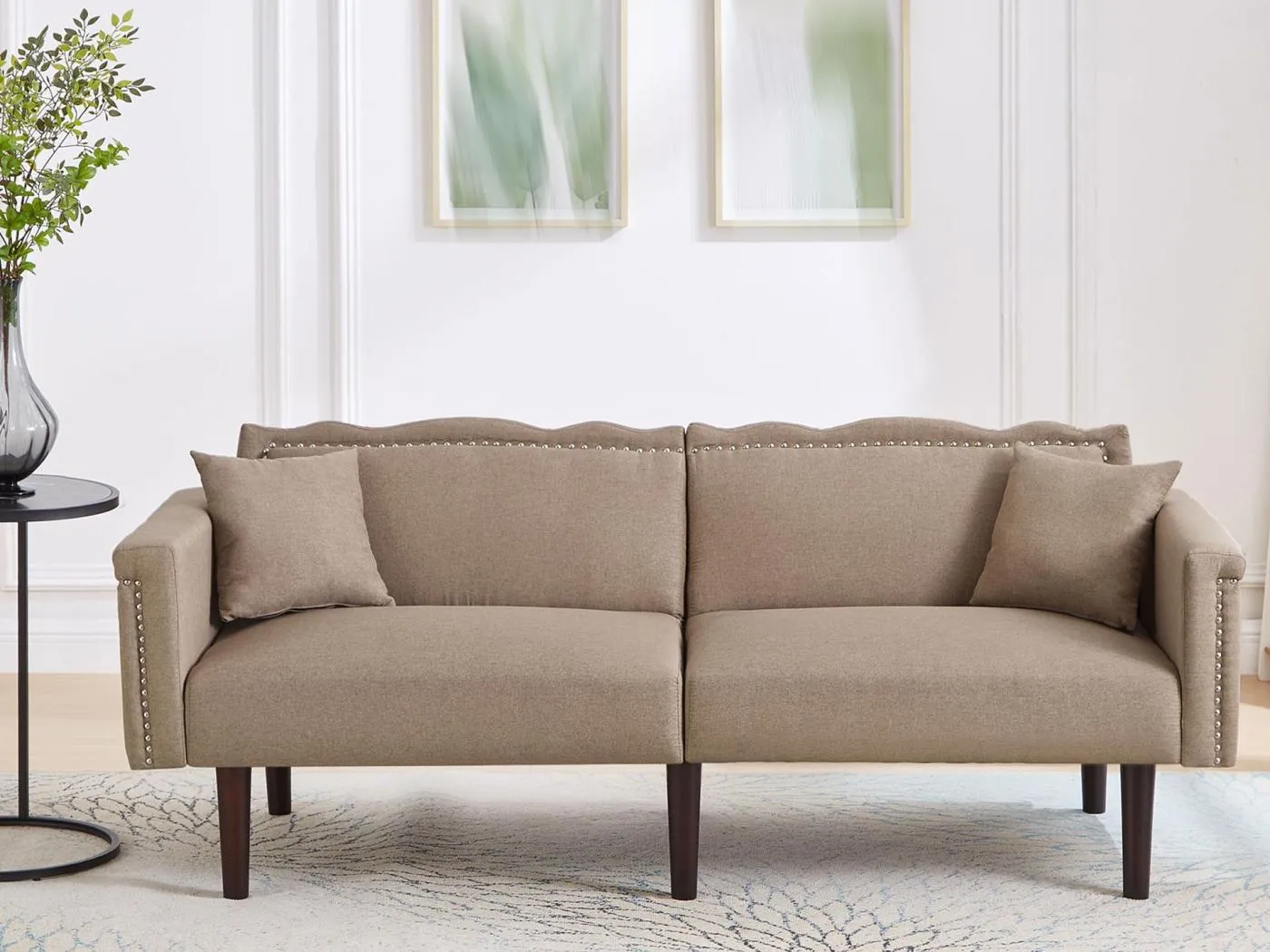 2-in-1 Multifunktionssofa - 2-Sitzer Sofa - Verstellbare Liegefunktion - Individuell verstellbare Doppelrückenlehne - Baumwoll-Leinen-Stoff - Braun