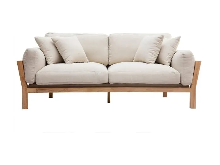 Design-Sofa 3 Plätze Cremeweiß Holzbeine KYO