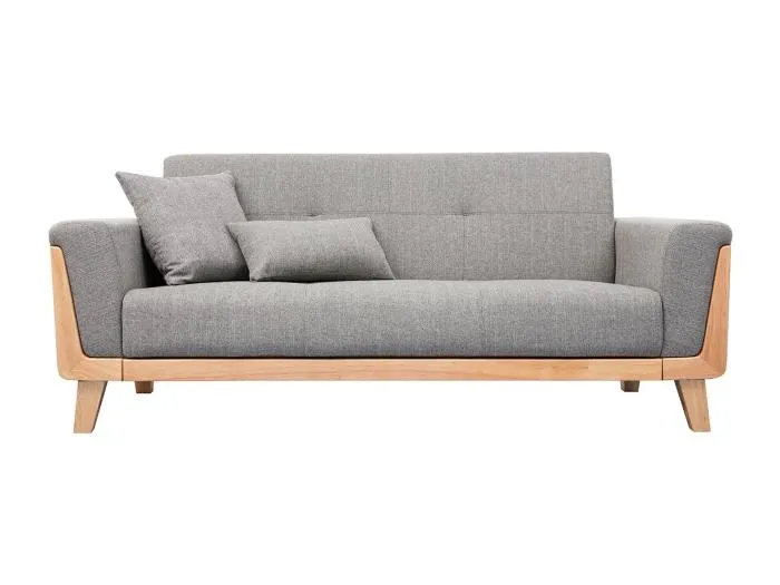 Design-Sofa 3 Plätze Hellgrau Holzbeine FJORD