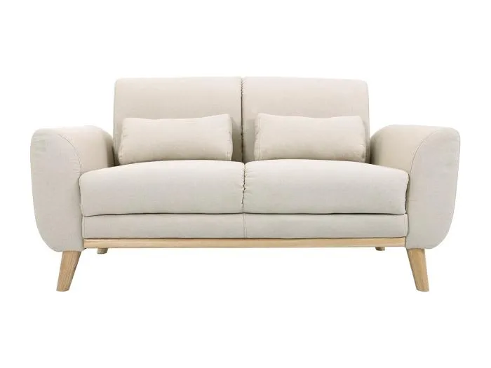 Design-Sofa 2 Plätze Stoff naturfarben und Eichenbeine EKTOR