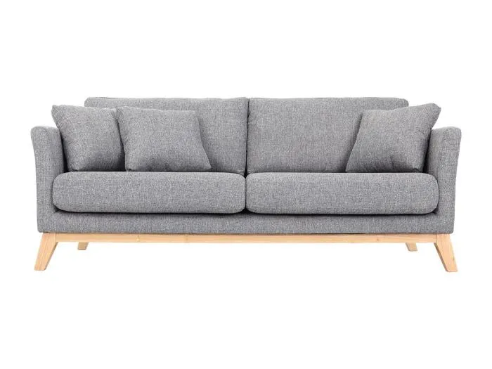 Sofa skandinavisch 3 Plätze Hellgrau Holzbeine OSLO