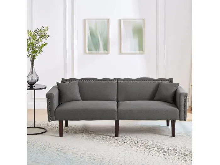 Zweisitzersofa mit Relaxfunktion, Baumwoll- und Leinengewebe, High-Density Foam,grau