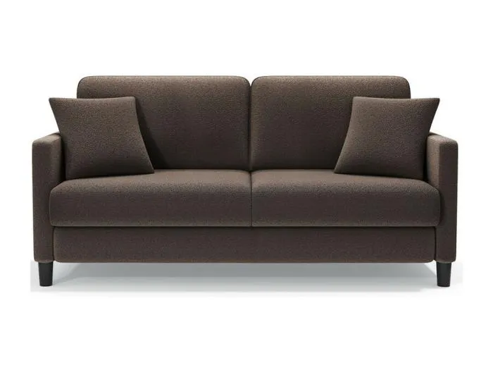 2-Sitzer Sofa in Teddy-Veloursstoff mit 2 Kissen - Braun - 148 x 89 x 79 cm