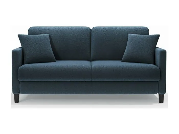 2-Sitzer Sofa in Teddy-Veloursstoff mit 2 Kissen - Blau - 148 x 89 x 79 cm