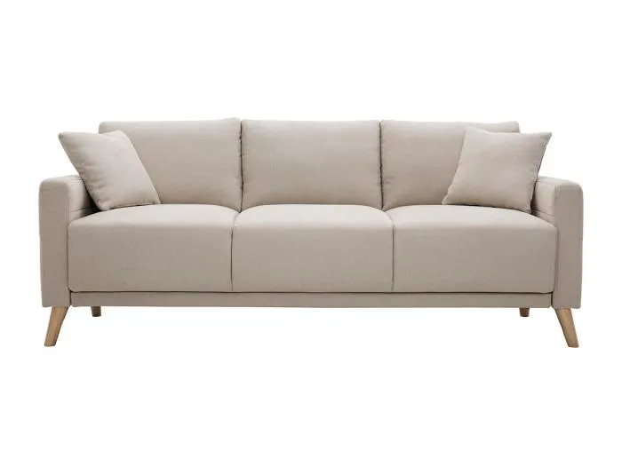Sofa aus beigem Stoff und hellem Holz 3-Sitzer MUNIK