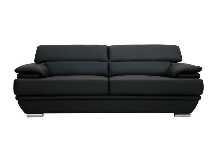 Design-Ledersofa drei Plätze verstellbares Kopfstück Schwarz EWING - Büffelleder