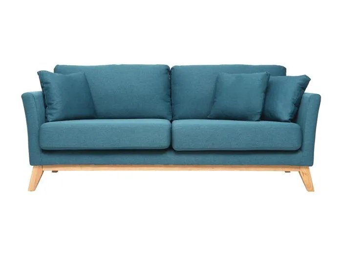 Sofa skandinavisch 3 Plätze Miliboo-Blau Holzbeine OSLO