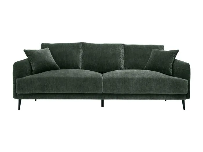 Design-Sofa mit khakifarbenem Stoff im Samtdesign und schwarzem Metall 3-Sitzer JERRY
