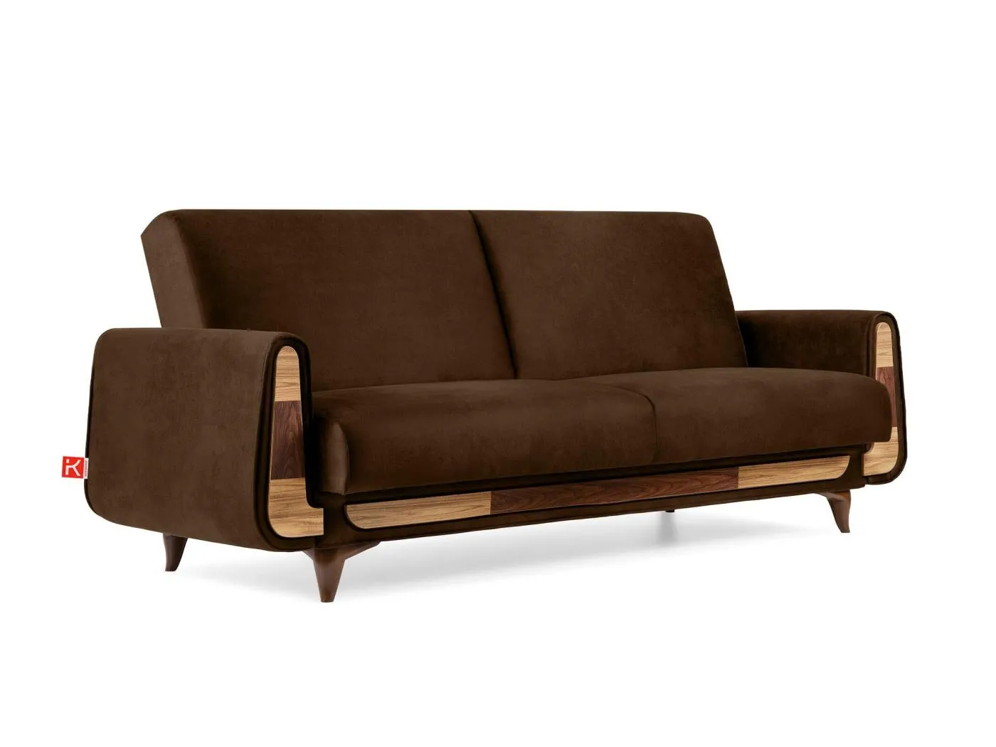 Schlafsofa GUSTAVO Schlafsofa - 3-Sitzer - Wildleder Stoff - Dunkelbraun