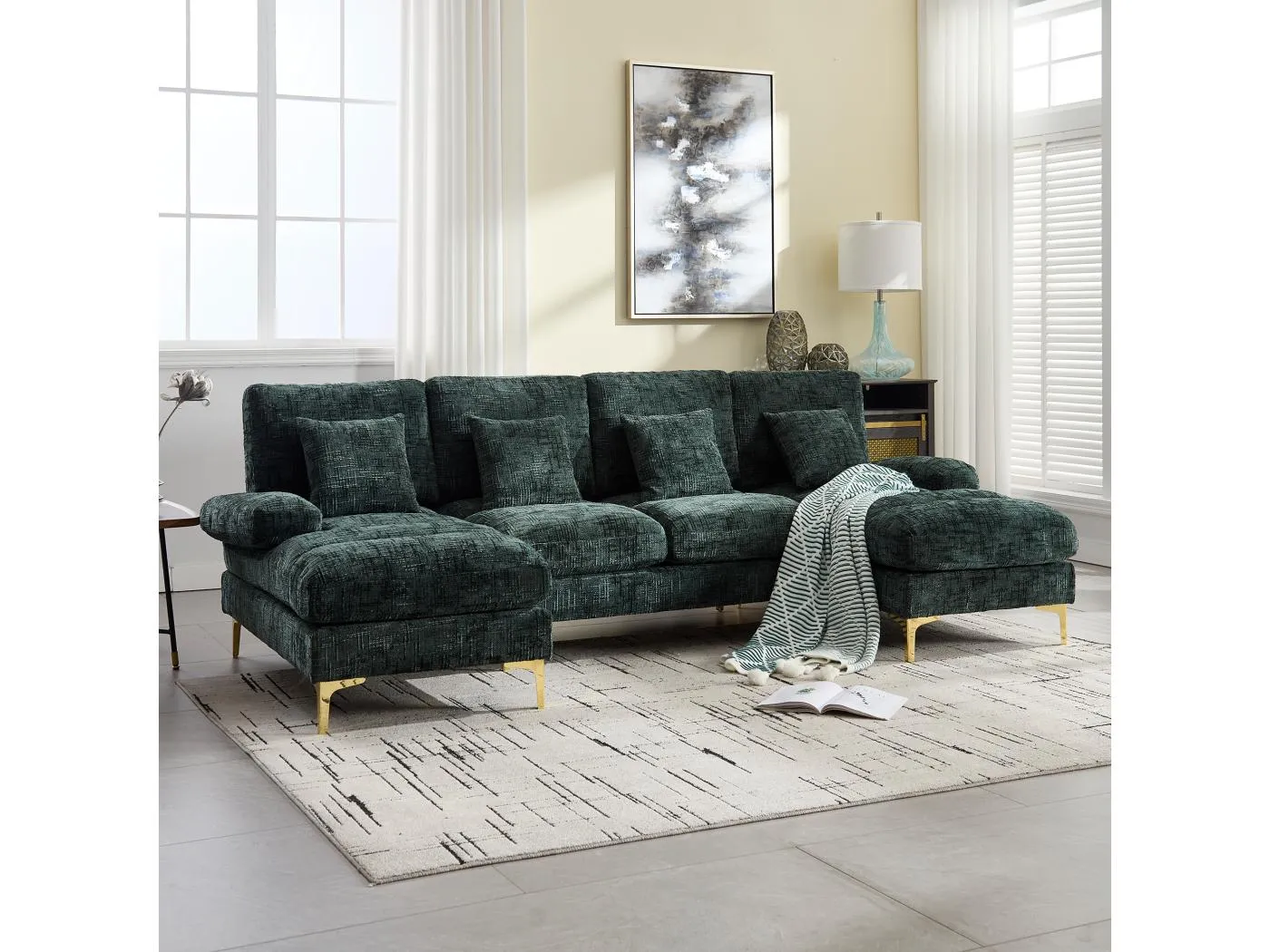 Ecksofa Emerald - 4-Sitzer-Sofa mit Sitzen und Kissen - für wohnzimmer und schlafzimmer