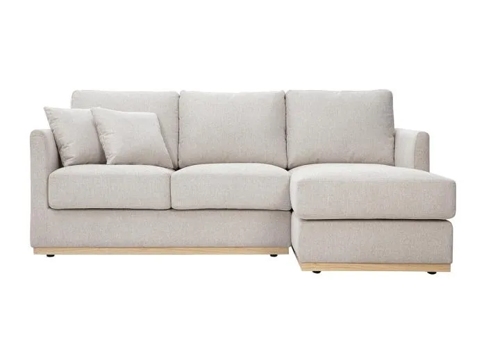 Ecksofa aus beigem Textur-Veloursstoff rechts 3-Sitzer MOSS