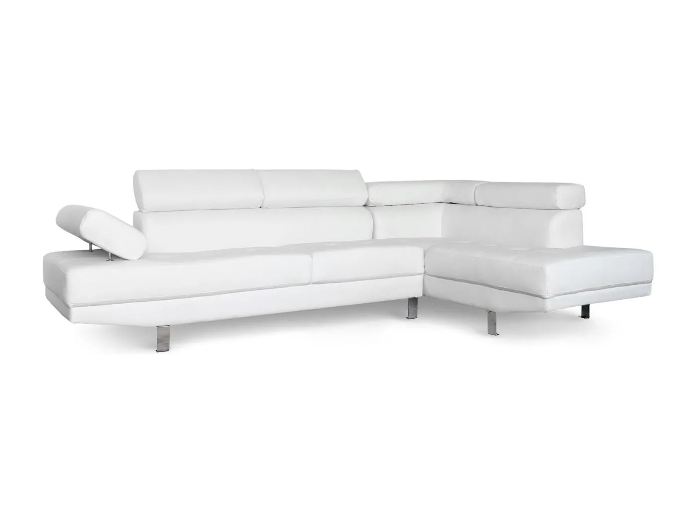 Canapé d'angle avec têtières relevables Alfa Blanc