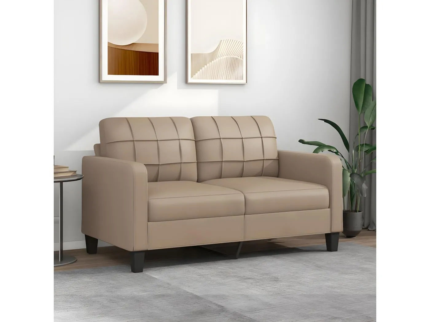 2-Sitzer-Sofa | Wohnzimmersofa Cappuccino-Braun 140 cm Kunstleder -gkd41793