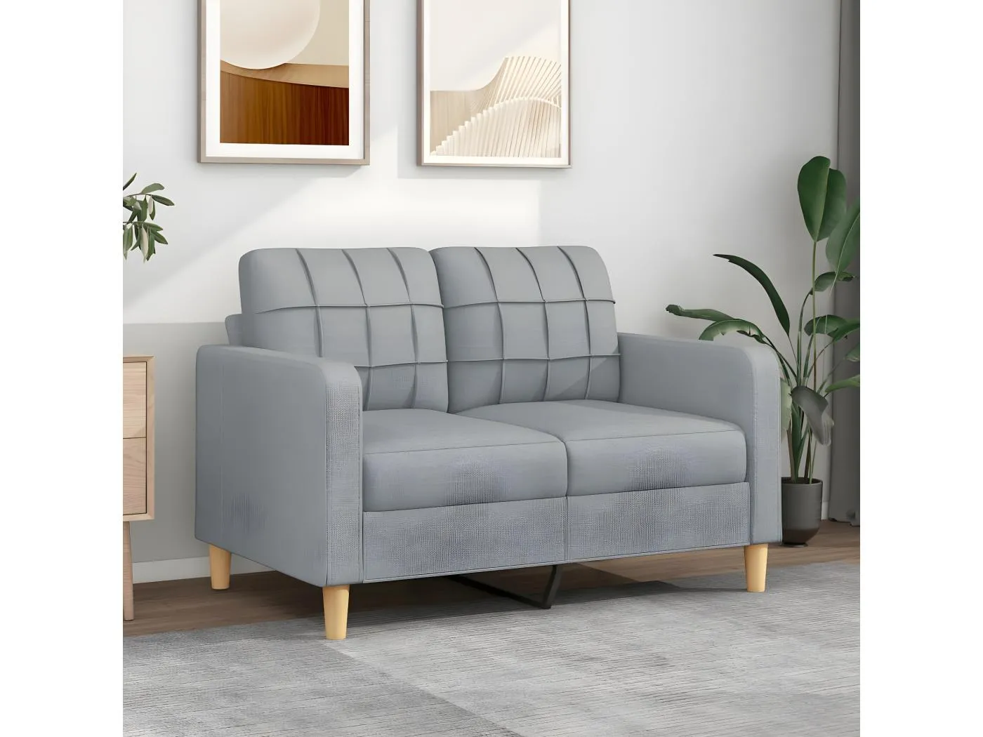 2-Sitzer-Sofa | Wohnzimmersofa Hellgrau 120 cm Stoff -gkd209446