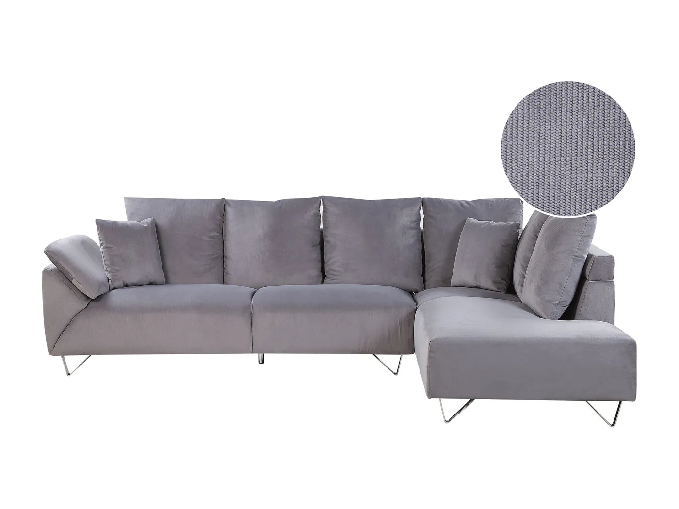 Modern Grau Ecksofa Kordbezug dekorative Metallbeine Lunner