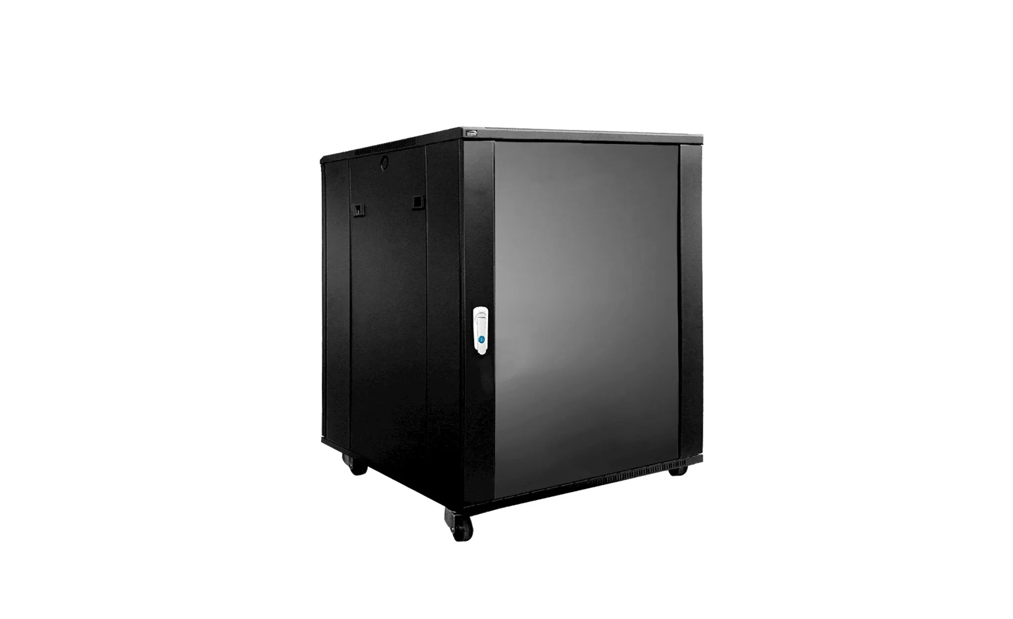 Caymon SPR612 19" 12HE Rack-Schrank mit Rollen, Glasfront/Stahltüre Rückseite, 600x722x600mm, schwarz