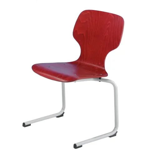 Kufenstuhl - Freischwinger mit Rundrohrgestell "Modell 8", mit Holzsitzschale natur lackiert