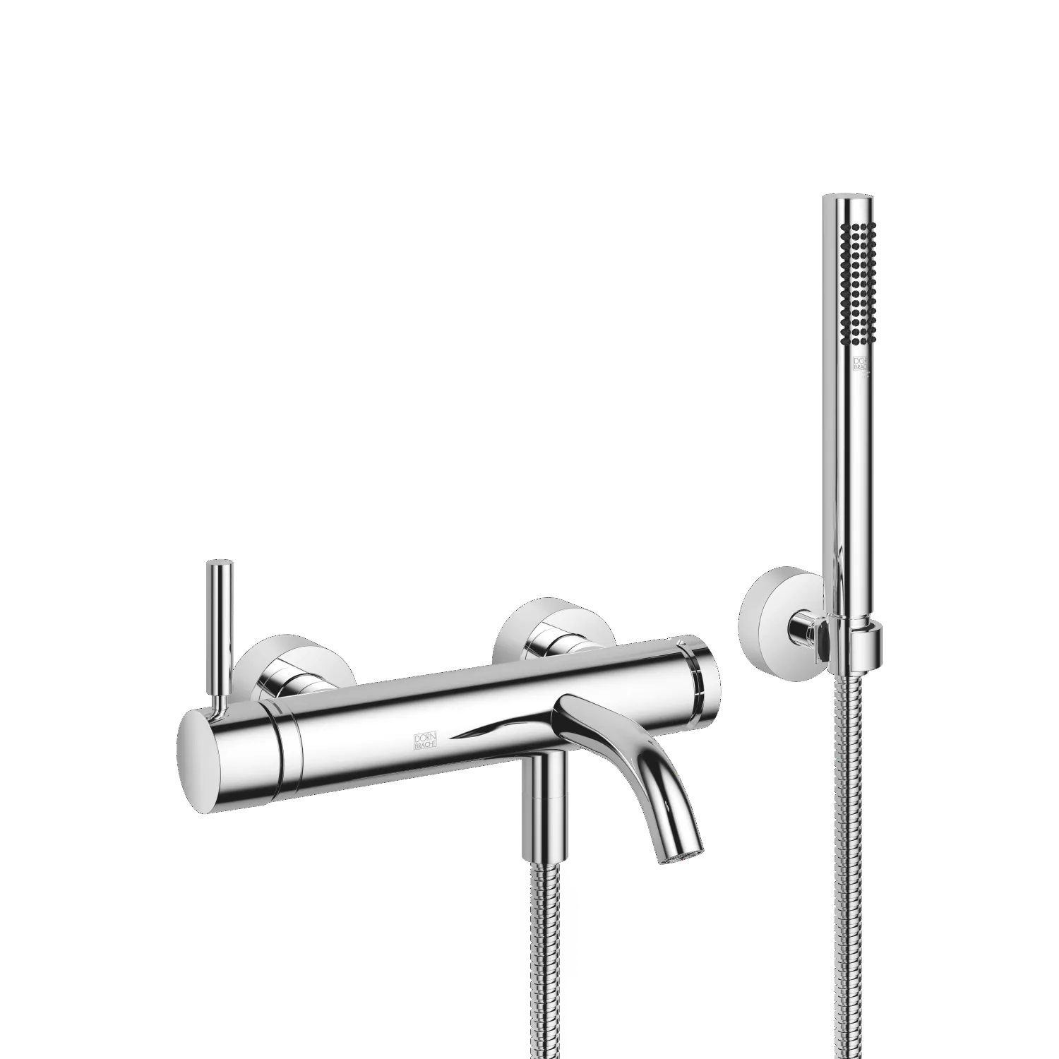 Wannen-Einhandbatterie für Wandmontage mit Schlauchbrausegarnitur META Chrom 33233660