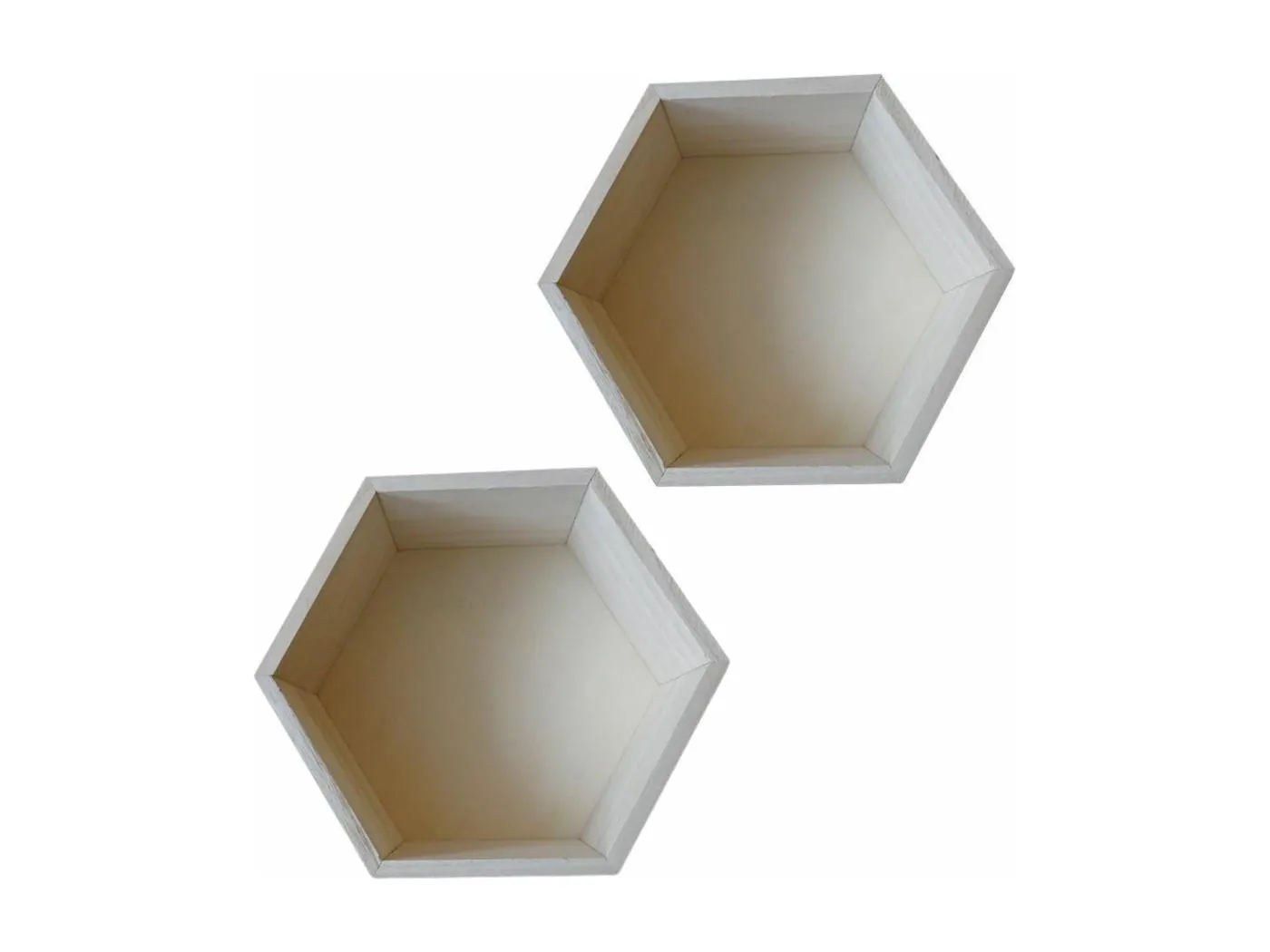 2 sechseckige Holzregale 30 x 26 x 10 cm