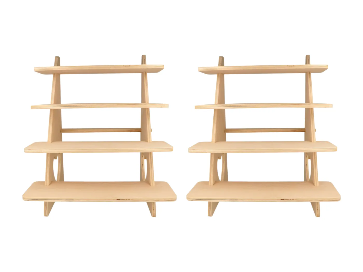 2 Vitrinen aus Holz mit 4 Böden 38 x 32 x 26 cm