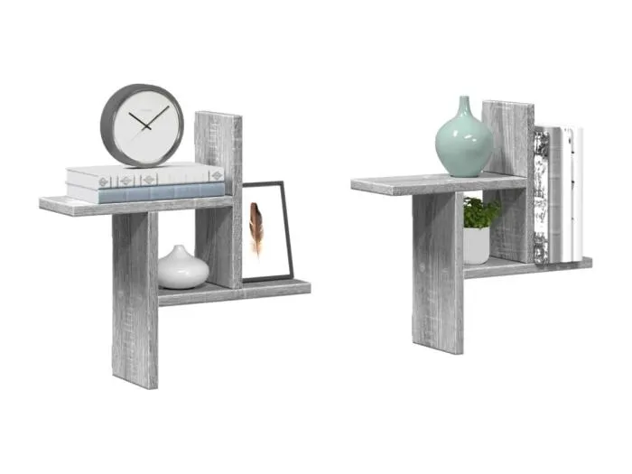 Wandregale 2 Stk. Grau Sonoma 38x12x38 cm Holzwerkstoff
